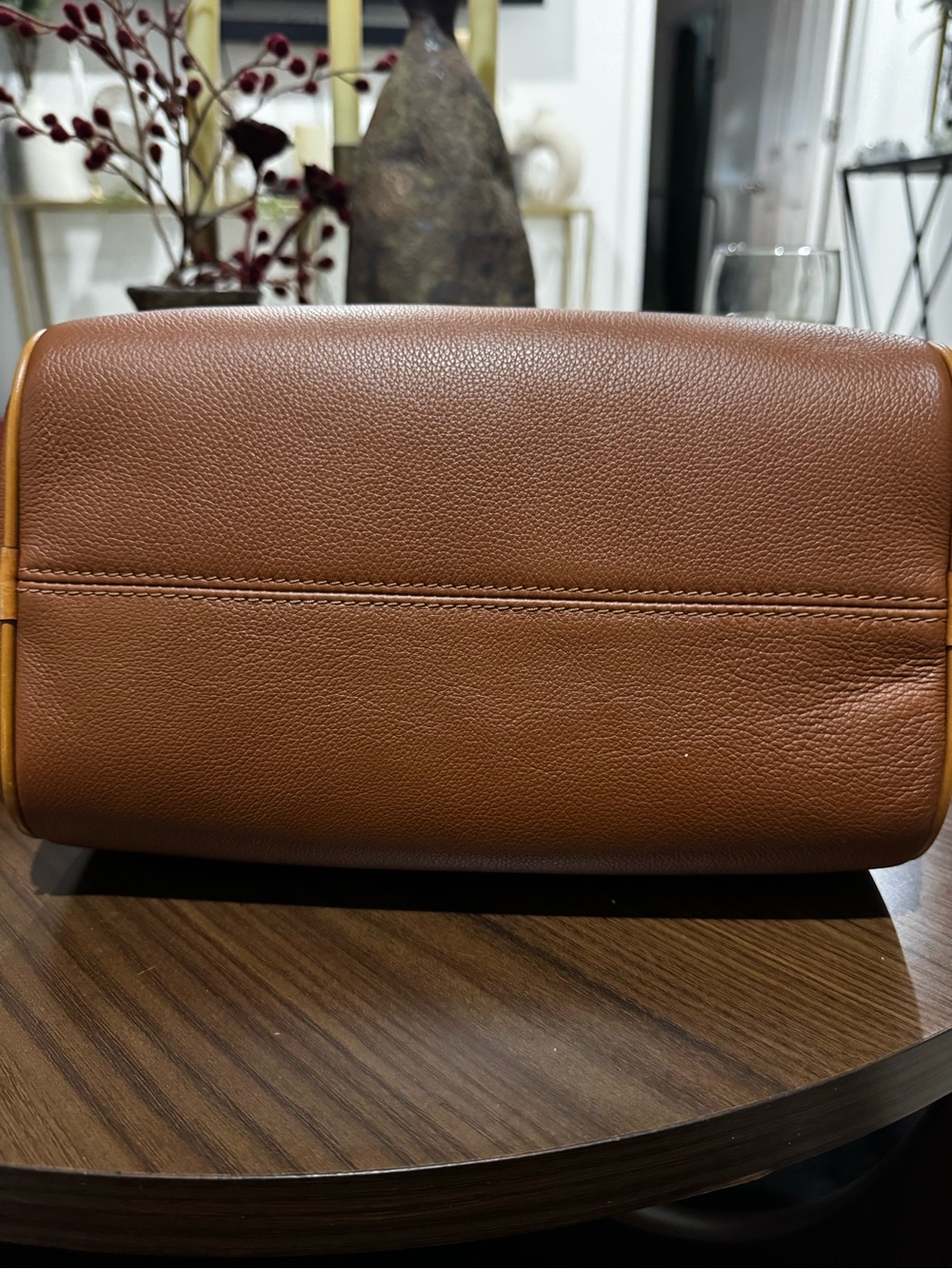 Dooney & Bourke Brown Leather Satchel with Cherry Charm - Picture 7 of 8